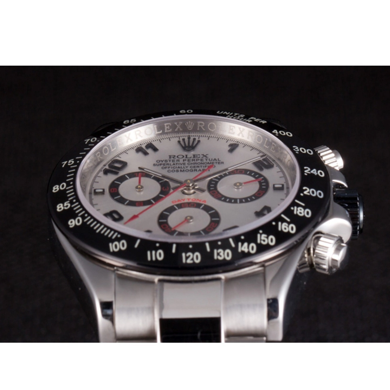 MiroTime 0729 Rolex Daytona Stainless Steel Black Enameled Silver Dial